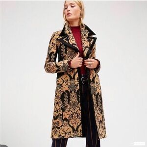 Free People Jacquard Blocked Tapestry Coat